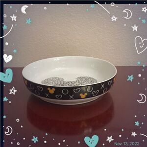 🖤🌟 Disney Mickey Mouse XO Hearts Love Ceramic Dinner Bowl Appetizer Pasta